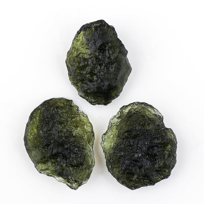 CRYSTALIS (3pcs (18+gm) (25mm+) Raw Synthetic Moldavite, High Grade Loose Gemstone Wholesale Bulk Rough Jewelry Making Supply, Chakra Stones, Wire Wrapping, DIY, Gem Collection