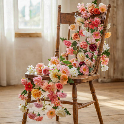 Suncalla 12 Pcs 70.8 ft Flower Garlands Hanging Artificial Wildflower Vine Decor from Ceiling Floating Floral Backdrop Silk Fake Flower Garland for Wedding Home Garden Wall Arch(Blossom)