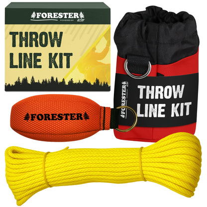 FORESTER 11oz Professional Throw Line Kit with Storage Bag | 150ft Polyethylene Throw Line, Arborist Throw Weight, and Throw Bag