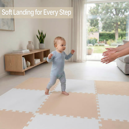 FlooringInc Baby Play Mat for Floor, Extra Large 2'x2' Foam Floor Tiles for Kids, Soft Interlocking Puzzle Mat, 1/2 Inch Thick, Non-Toxic EVA (Moonbeam, 24 Tile Pack, 96 Sq Ft)