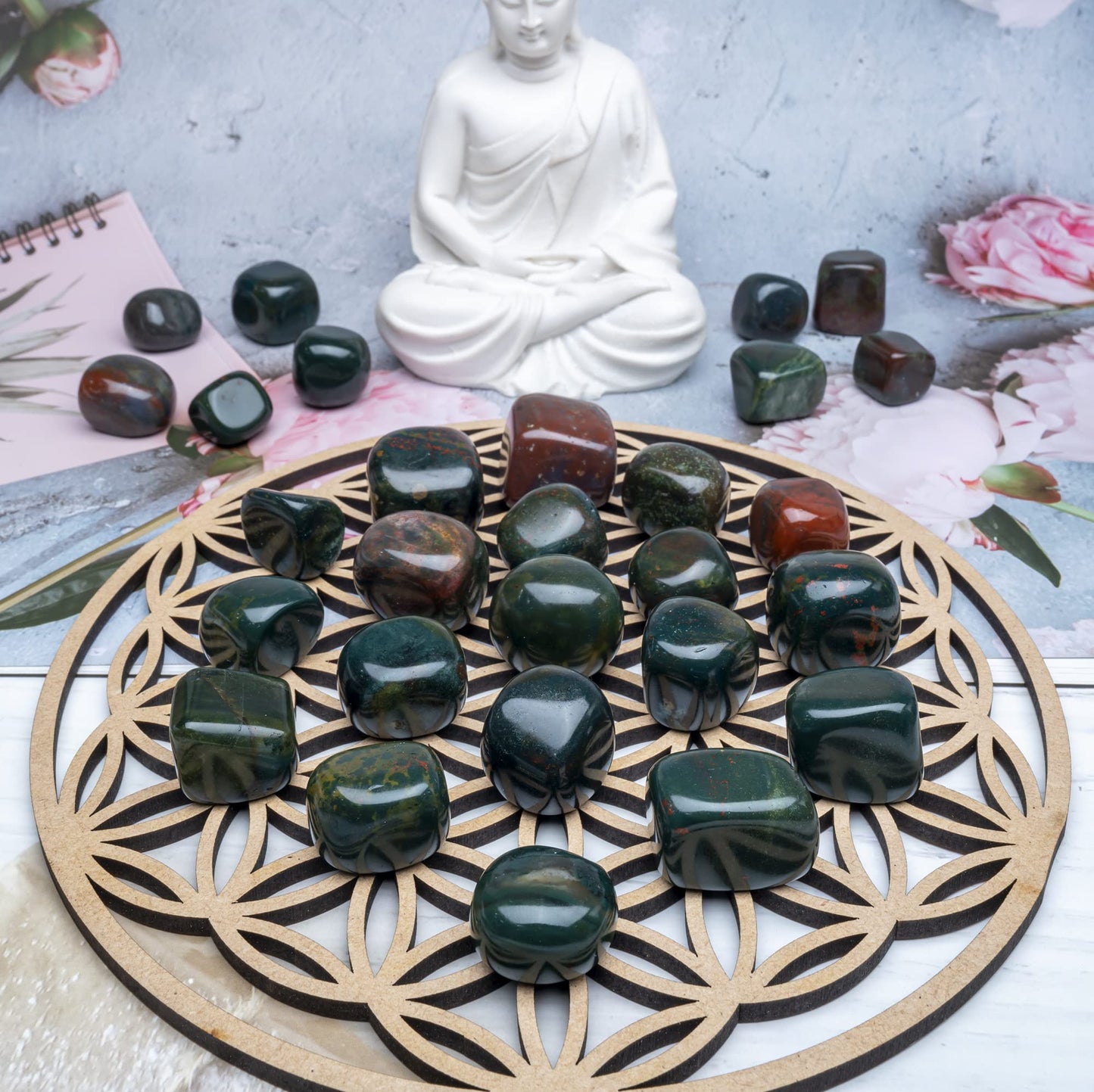 BEZAVO Bloodstone Healing Crystals Stones Set Tumbled Stones and Crystals Bulk for Healing, Reiki, Meditation, Witchcraft Crystals Gemstone for and Spiritual Home Decor 20-25 mm, 1LB