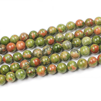 MJDCB Natural Stone Beads Unakite Round Loose Spacer Beads 15'' 4m 6m 8m 10mm 12m for Jewelry Making (10mm)