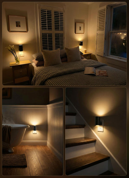 Brightown 2 Pack Night Lights Plug Into Wall, Modern Night Light with Rotating Plug, Dusk to Dawn Sensor, 0-100LM Stepless Dimming Nightlights, Home Decor for Hallway Bedroom Bathroom, Soft White