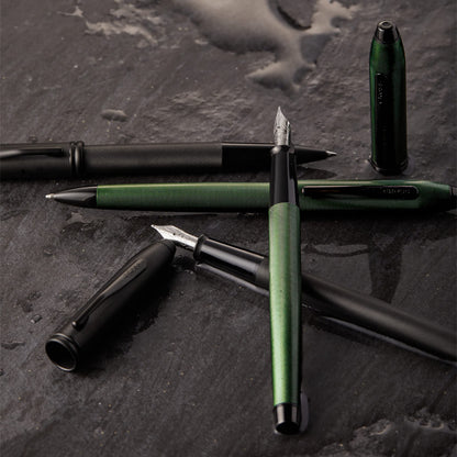 Cross Townsend Matte Green PVD Micro-knurl Ballpoint Pen, Black Ink - Elegant Pen, Black Ink for Effortless Writing - Consistent, Smooth Writing - Large Nib - Long-Lasting - Includes Gift Box