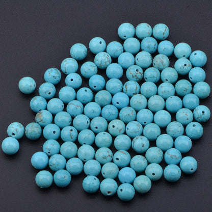 LPBeads 100PCS 8mm Blue Turquoise Gemstone Round Loose Beads for Jewelry Making with Crystal Stretch Cord