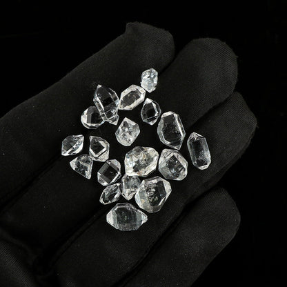 CRYSTALIS (30 cts (12-14pcs) Natural White Herkimer Diamond Quartz Raw Facet Crystals, Loose Gemstone Wholesale Bulk Rough Jewelry Making Supply Stones, Wire Wrapping, DIY, Gem Collection (5-8mm)