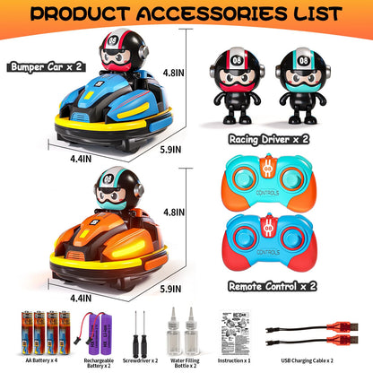 Uregoio RC Bumper Cars Set for 2 Players, 2.4 GHz Remote Control Battle Race Cars With Light & Music, Toys for Toddlers Girls Boys Age 1-5 Years, Christmas Birthday Gift