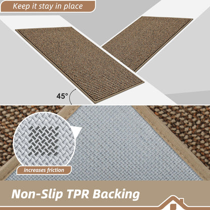 BEQHAUSE Dirt Trapper Door Mat 32" x 72", Non-Slip Washable Doormats Entrance Mat, Dirt Resistant and Absorbent Welcome Mat, Low Profile Floor Mats for Front Back Door and Entryway, Beige