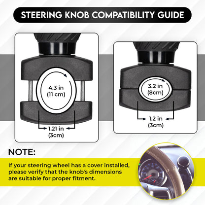 FOURING Universal Steering Wheel Spinner Knob - Smooth Black Finish | Fits Steering Wheels 0.5"-1.75" Diameter | Effortless Spinning for Cars, Trucks, Tractors, Boats, Semi-Trucks, Forklift & More