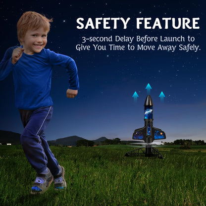 Rocket Launcher for Kids -200 Feet of Flight Altitude, Auto Electric Rocket Toys with Safe Parachute, Outdoor Summer Yard Toys Easter Birthday Gifts for Boys & Girls Age 6 7 9 10 12 8-13 Years Old