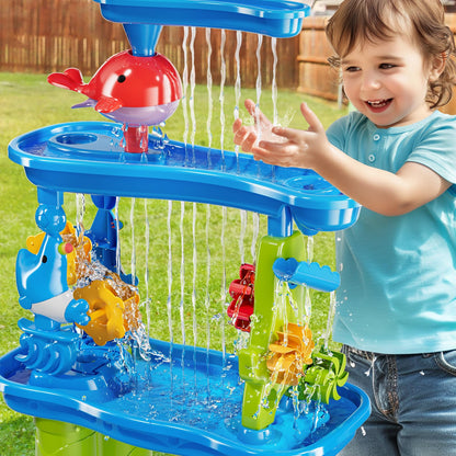 KIZONLY Water Table for Toddlers 1-3 3-5, 5-Tier Water Table for Kids with Sand Beach Toys, Water and Sand Sensory Table Beach Outdoor Birthday Gifts Toys for Kids Toddlers Age 3 4 5 6 7 8 Boys Girls
