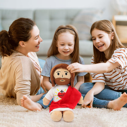Yelakey 13" Jesus Plush Toy Heart of Jesus Plushie Savior Stuffed Doll for Church Sunday School Religious Easter Gift for Children Kids (Pack of 2)