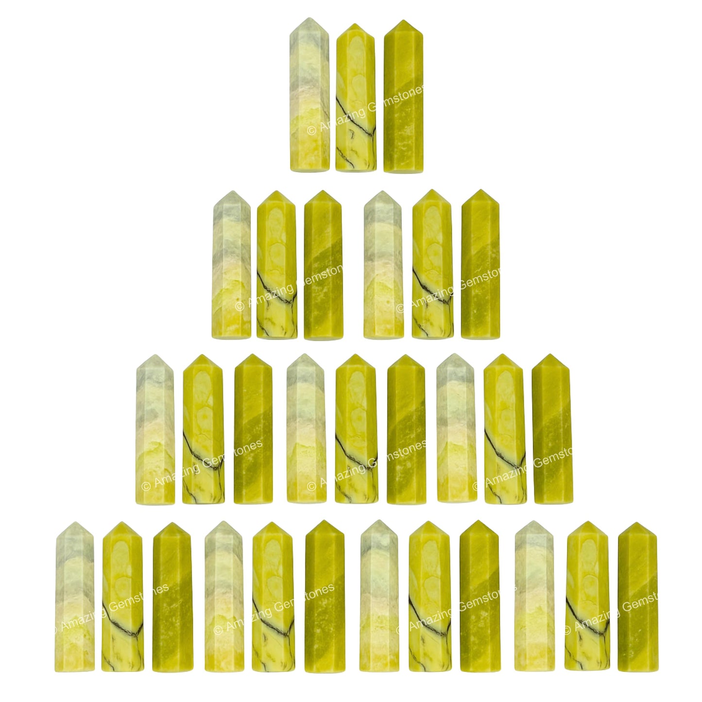 Amazing Gemstone Serpentine Crystal Points Bulk Healing Crystals - Pack of 3 Single Terminated Healing Wand Point Bulk Crystals for Crafts, Crystal Grid, DIY Work - Premium Crystals - Beginners Gifts