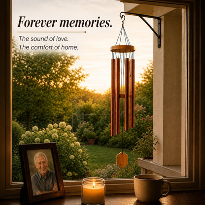 Red Deep Tone Wind Chime – Outdoor Sympathy & Memorial Gift for the Loss of a Loved One, Memorial Wind Chimes, Thoughtful Sympathy Gift for Bereavement and Remembrance. 29" Copper Red