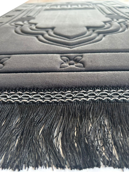 Islamika Orthopedic Prayer Rug Memory Foam Muslim Prayer mat - Padded Very Thick Prayer Rug Sajadah for Men Women for Eid Travel Ramadan, Soft and Luxury (Black) (Black)