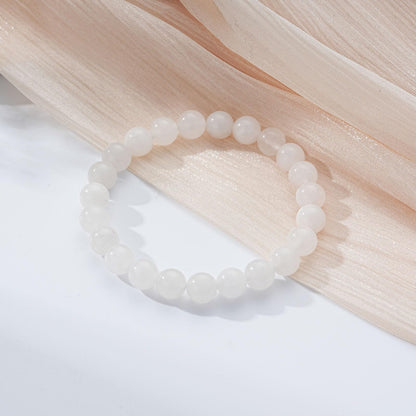 Gnamy Moonstone Beads Bracelet for Women, Healing Crystal Bracelet for Spiritual Healing Positive Energy Stress Relief, Natural Stone Stretch Beaded Bracelets Birthday Jewelry Gifts for Daughter Friends Girlfriend Her
