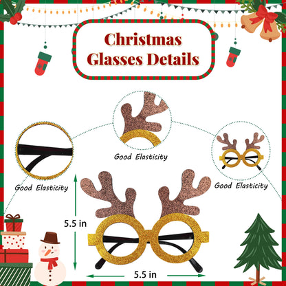 51PCS Christmas Glasses and Holiday Headbands Set Christmas Photo Booth Props Party Decoration Accessories for Xmas Party Supplies Holiday Favors(51)