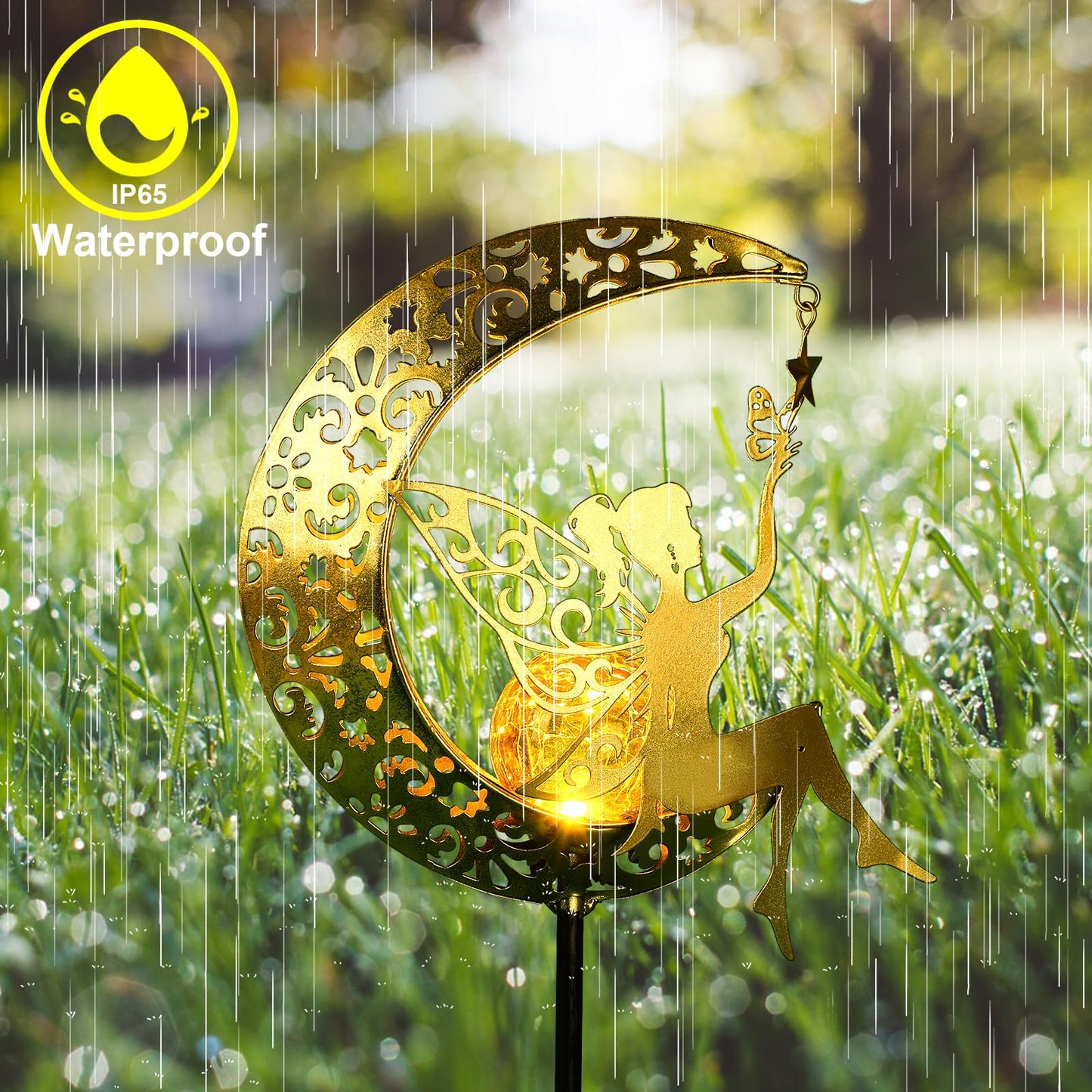 ZKLiLi Solar Lights Garden Decorations,Moon Fairy Light,Solar Statues Outdoor Decor,Warm LED Light for Pathway Lawn Patio Courtyard Gifts for Mom Grandma Women