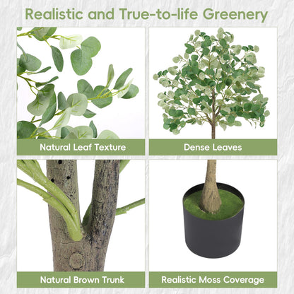 5ft Artificial Eucalyptus Tree, Realistic Faux Potted Plant with Nursery Pot, Full & Lush Greenery for Home Office Living Room Floor Decor