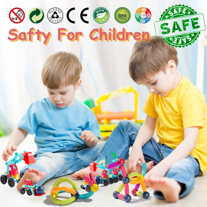 Titrot Magnetic Blocks Kids Toys, Magnetic Building Sticks STEM Educational Sensory Toy Preschool Learning Montessori Toys for Toddlers Boys Girls Ages 3-8 with 1 Car