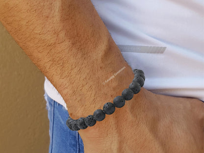 Amazing Gemstone Crystal Bracelet for Women Men's Gifts - Protection Healing Crystal Bracelet - 8mm Gemstone Beaded Stretchable Bracelet Pulseras Para Hombres Mujer Stocking Stuffers Mothers Day Gift (Lava)