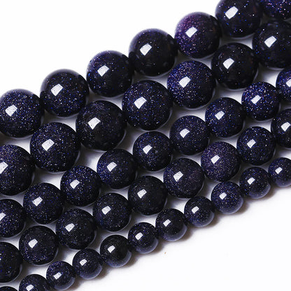 60PCS 6mm Starry Blue Sandstone Gemstone Beads Beads Natural Stone Round Loose Beads for Jewelry Making DIY Bracelet Necklace 15" Inch