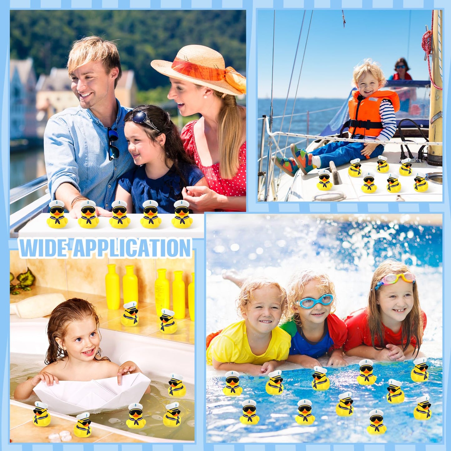 Shappy 24 Pcs Cruise Duck Bulk with Sunglasses Sets 2 x 1.9 x 2.4 Inch Mini Sailing Rubber Ducks Summer Ship Toy Squeaky Party Duckies for Birthday Favors (Yellow)