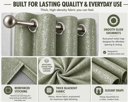 Dainty Home Blackout Curtains 76 x 84 Inch – Thermal Insulated Window Curtains for Bedroom & Living Room, Room Darkening Drapes, Noise Reducing Energy Saving Panels, 2 Panel Set (38” Wide Each)
