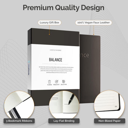 90 Day Undated Productivity Planner (A5) – Guided Goal Setting System with Daily, Weekly & Monthly Layouts, Structured Focus Framework for Work, Study & Personal Growth – MindPanda Balance