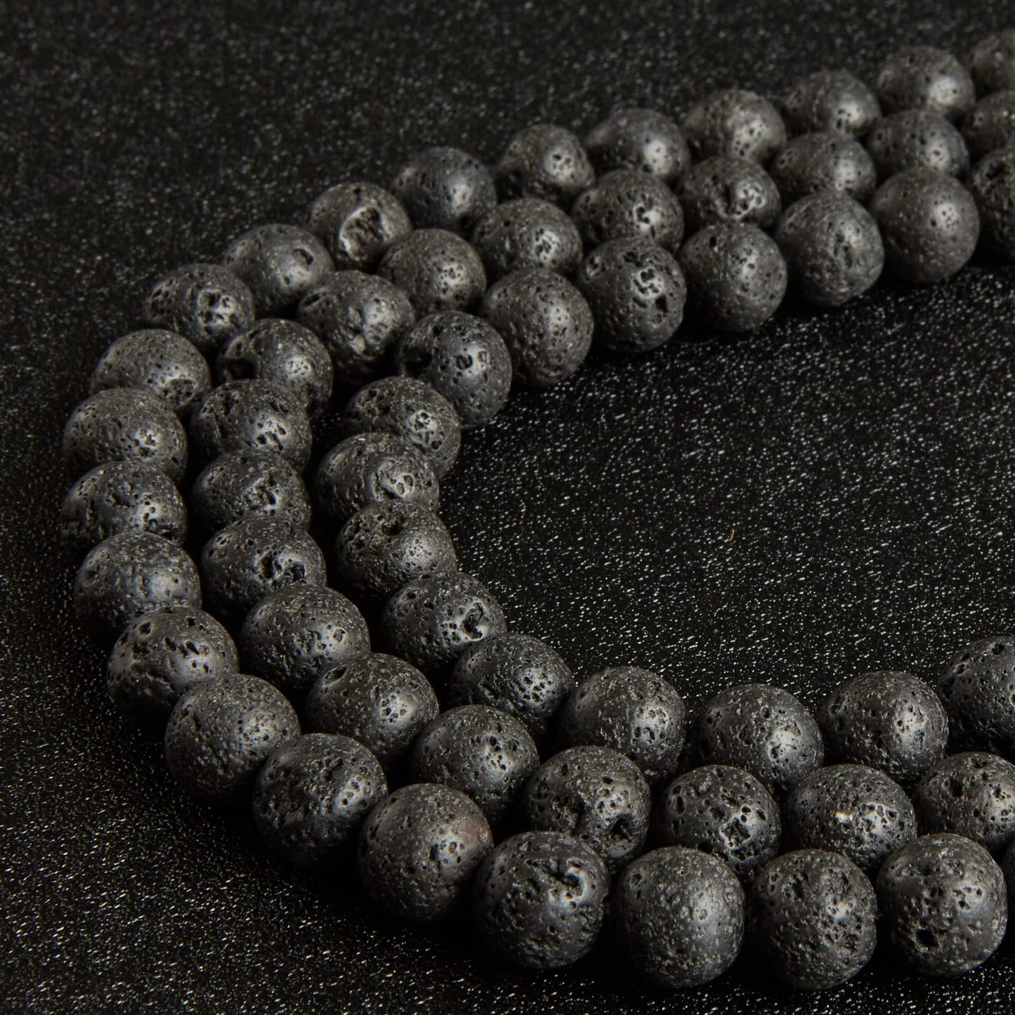 60pcs 6mm Black Lava Beads Natural Gemstone Beads Round Loose Beads for Jewelry Making