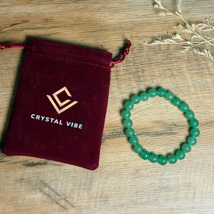 Crystal Vibe Natural Green Aventurine Bracelet - Wealth Bracelet - Money Bracelet for Prosperity - Healing Crystal Beaded Bracelet for Women Men - Adjustable Size