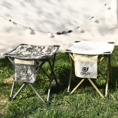 Opliy Camping Stool 2 Pack,13.5 Inch Portable Folding Stool for Outdoor Gardening and Beach Hiking Fishing,Foot Stool with Carry Bag (Camouflage)
