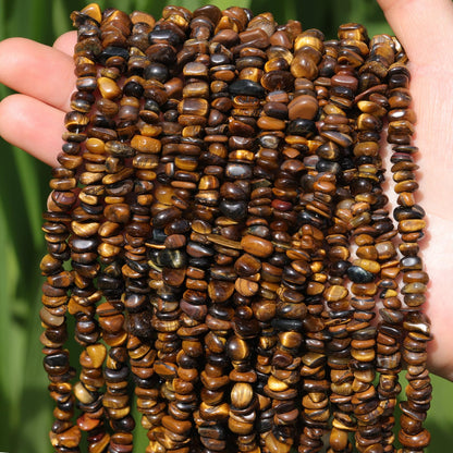 400pcs Natural Chip Stone Beads for Jewelry Making Tiger Eye 5-8mm Irregular Gemstones Healing Crystal Loose Rocks Bead Hole Drilled for Ring Earrings Necklace Bracelet Making DIY Art Crafts