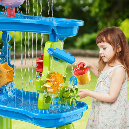 KIZONLY Water Table for Toddlers 1-3 3-5, 5-Tier Water Table for Kids with Sand Beach Toys, Water and Sand Sensory Table Beach Outdoor Birthday Gifts Toys for Kids Toddlers Age 3 4 5 6 7 8 Boys Girls