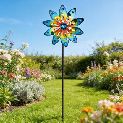 Metal Wind Spinner for Yard Decor Garden Windmill Outdoor Kinetic Wind Sculpture Dual Direction for Backyard Patio Lawn Homewarming Gift
