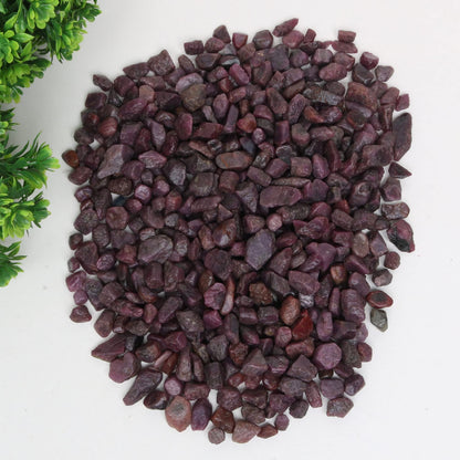 REAL-GEMS Natural Raw Healing Crystals Rough Stones for Tumbling, Cabbing, Polishing, Wire Wrapping, Wicca & Reiki Crystal Healing, Mix Gemstones,7 Chakra (Indian Star Ruby)