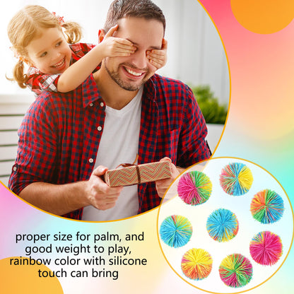 Cagemoga 18 Pack 2.36 Inch Stringy Balls Soft Rainbow Stringy Balls Silicone Silk Ball Active Fun Toy for Kids Birthday Christmas Easter Party Favors Classroom Rewards Gift Bag Fillers