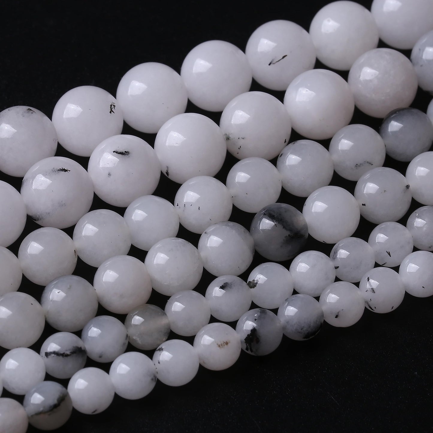 32PCS 12MM Black Rutilated Quartz Stone Beads Energy Healing Beads for DIY Jewelry Bracelet Necklace Making for Jewelry Making 15Inch