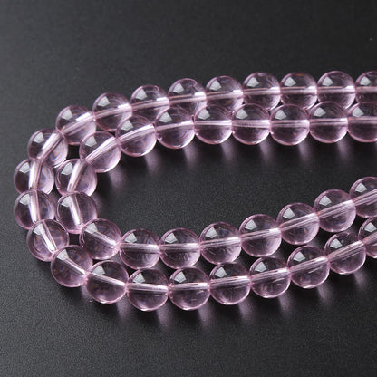 10mm 38pcs Smooth Rose Pink Glass Beads Quartz Crystal Round Loose Beads for Jewelry Making DIY Bracelet Necklace