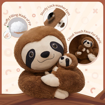 MorisMos Giant Sloth Stuffed Animal Hugging Plush Toys Duo,38" Big Mama and Baby Plush Sloth Toys for Kid Girl Boy,3ft Giant Stuffed Animals Gift for Birthday Baby Shower Decor Valentine's Christmas