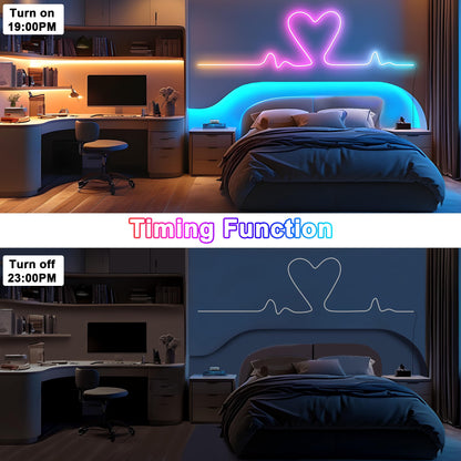 Cozylady 66Ft (33Ft * 2 Rolls) RGB LED Neon Rope Lights for Bedroom, 20m LED Strip Lamp with Double Sided Adhesive Tape, App/Remote Control DIY Lights Decorate The Outdoor and Indoor of Your Home