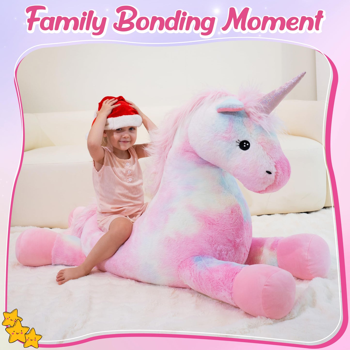 GADXV 49 inch Pink Unicorn Stuffed Animal, Giant Stuffed Unicorn Plush, Large Unicorn Stuffed Animal for Girls Big Pink Plush Birthday, Christmas