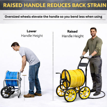 Real Hose Storage Garden Hose Reel Cart, Heavy Duty Hose Reel with Wheels, Outdoor Water Hose Reel for Backyard, Garden, or Lawn, Metal Hose Carts (400ft Hose Carriage)