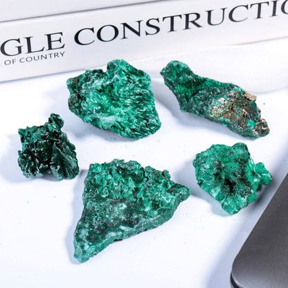 Nupuyai Natural Raw Malachite Crystal Stone for Reiki Healing Stress Anxiety, Real Green Malachite Specimen Cluster Decor for Home Office Tabletop, 10-50g