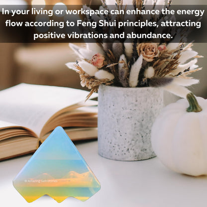 Amazing Gemstone Opalite Crystal Pyramid with 9 Pyramid Plate Bottom - 1" Mini Pyramid Figurine of Natural Stone Pyramid for Meditation, Reiki, Chakra Balancing Vastu Pooja and Crystal Grids