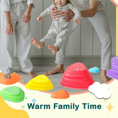 makarci 11PCS Stepping Stones for Kids – Non-Slip Balance Stones with Rubber Tops, Sensory Toys for Toddlers, Indoor & Outdoor Obstacle Course, Promotes Balance & Coordination, Ages 3+