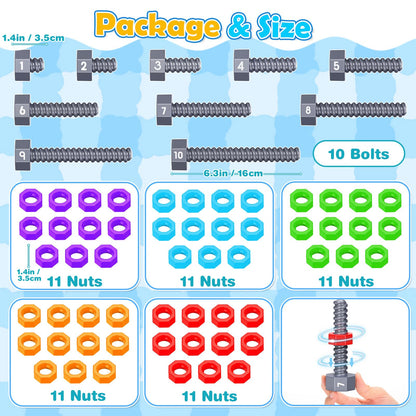 2-in-1 Montessori Counting & Stacking Toys for Toddlers Ages 1-5 Autism Sensory Toys for Kids Preschool Educational Spinning Learning Games Birthday Xmas Gifts for Boys Girls 1-5 Year Old