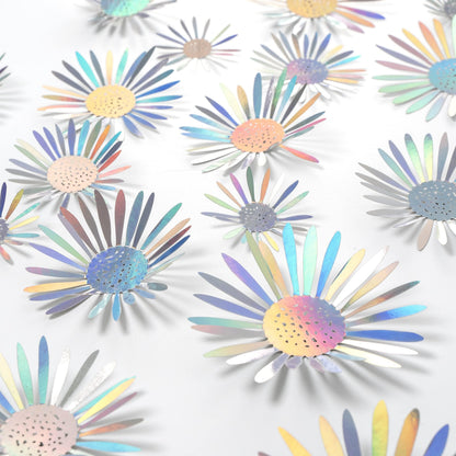Cheerland Iridescent Wall Decals Peel and Stick Floral Wall Decor Stickers 3D Flower Wall Decal Holographic Iridescent Party Decorations Teal Mandala 3D Flowers Sticker Door Decoration Bedroom Murals