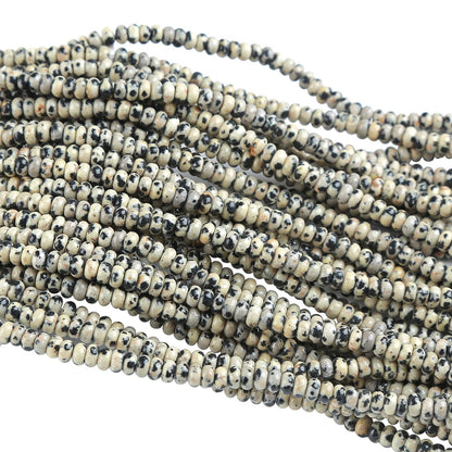 150PCS 2x4mm Natural Dalmation Jasper Rondelle Beads Abacus Disk Stone Beads Round Loose Spacer Gemstone Beads for DIY Bracelet Necklace Jewelry Making