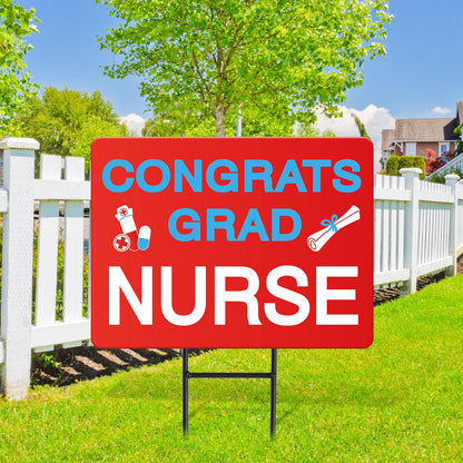 JarThenaAMCS Nurse Graduation Metal Garden Stakes 2026 Congrats Grad Nurse Decorative Lawn Sign Welcome Yard Sign for Medical Nursing Grad Party Outside Lawn Porch Decor